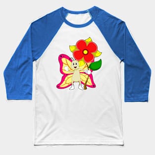 Butterfly with Flower Baseball T-Shirt